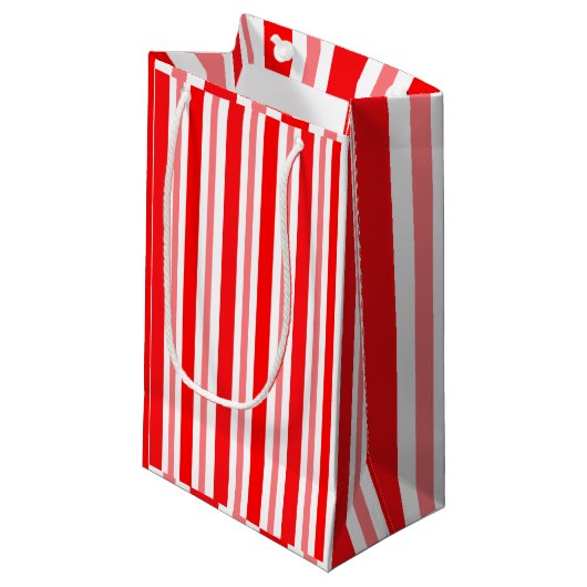 Rood en roze gestreept klein cadeauzakje (Voorkant Gekanteld)