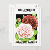  rood en roze gevlekt Hollyhock Seed Packet Briefkaart (Voorkant / Achterkant)