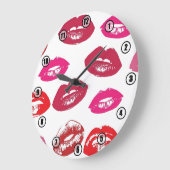 Rood en roze handdop Lipstick - wandklok (Hoek)