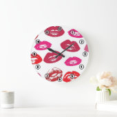 Rood en roze handdop Lipstick - wandklok (Huis)