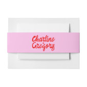 Rood en Roze Handschrift Retro Bruiloft Uitnodigingen Wikkel (Voorkant Voorbeeld)