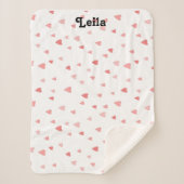 Rood en roze hart gepersonaliseerde baby naam deke sherpa deken (Voorkant)