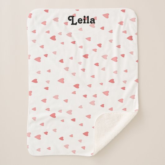 Rood en roze hart gepersonaliseerde baby naam deke sherpa deken (Voorkant)