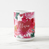 Rood en roze hart liefde bloemennaam Valentijnsdag Koffiemok (Center)