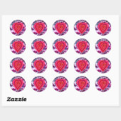 rood en roze hart ronde sticker (Vel)