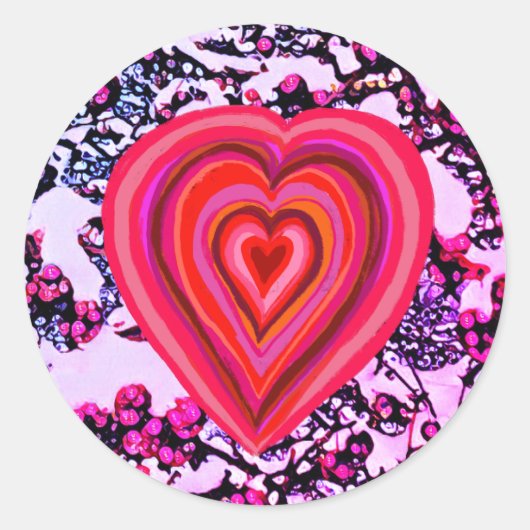 rood en roze hart ronde sticker (Voorkant)