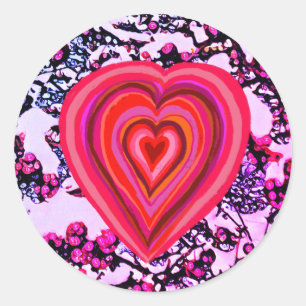 rood en roze hart ronde sticker