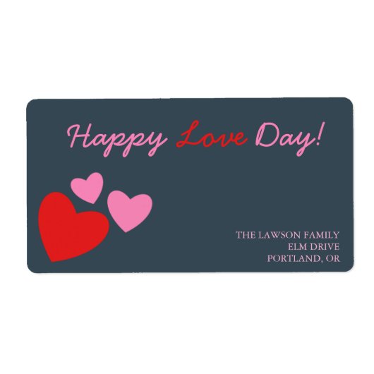 Rood en roze harten - Etiket op dag van de valenti (Voorkant)
