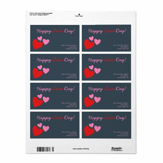 Rood en roze harten - Etiket op dag van de valenti (Full Sheet)