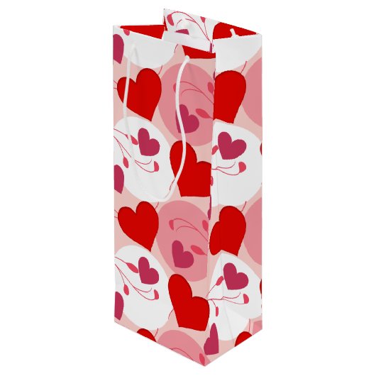 Rood en roze harten Funny Valentijnsdag Wijn Cadeautas (Achterkant Gekanteld)