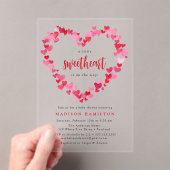 Rood en roze harten Klein Baby shower Acryl Uitnodigingen (Insitu (Draagbaar))