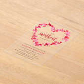 Rood en roze harten Klein Baby shower Acryl Uitnodigingen (Laagn)