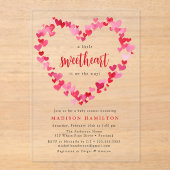 Rood en roze harten Klein Baby shower Acryl Uitnodigingen (Voorkant)