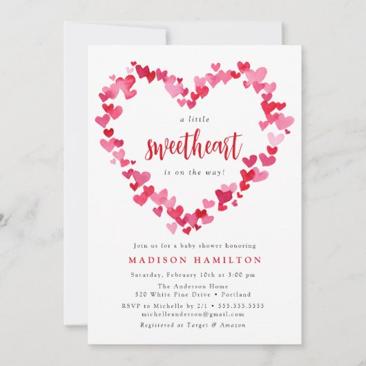 Rood en roze harten Klein Baby shower Kaart (Voorkant)