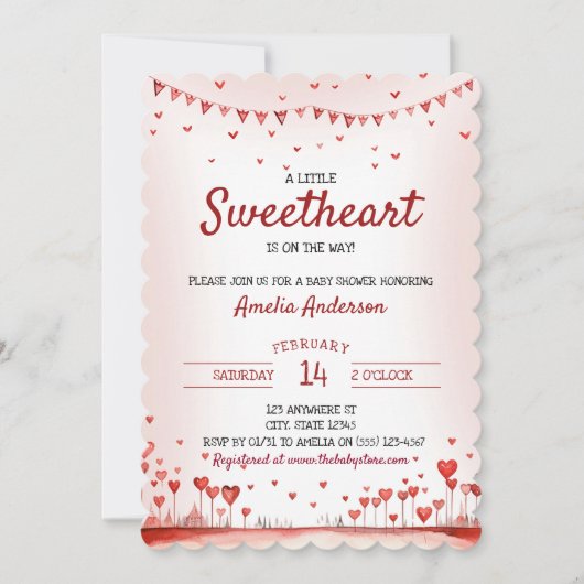 Rood en roze harten Klein Baby shower Kaart (Voorkant)