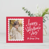 Rood en roze harten Stempel Foto Valentijnsdag Feestdagenkaart (Staand voorkant)