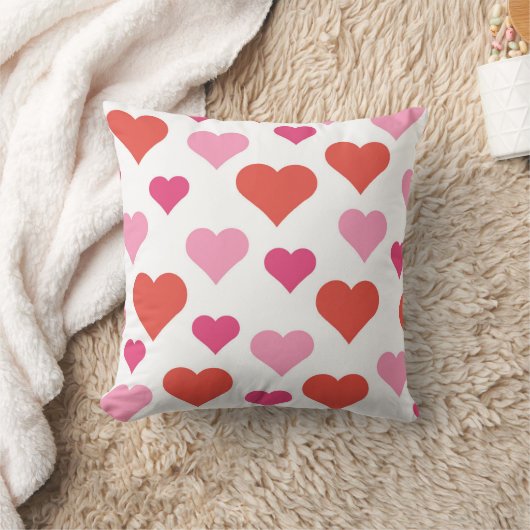 Rood en roze harten vierkant kussen (Deken)