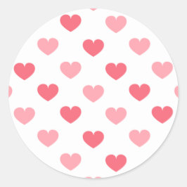 Rood en roze hartritmekleurloos patroon, Valentijn Ronde Sticker