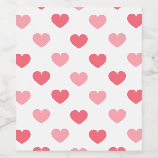 Rood en roze hartritmekleurloos patroon, Valentijn Wijn Etiket (Enkel label)