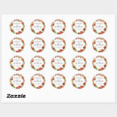 Rood en Roze Herfst Bruiloft Dank u Favor Seal Ronde Sticker (Vel)