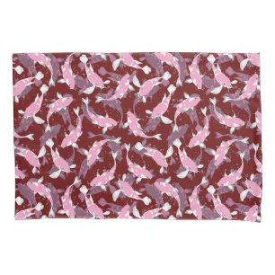 Rood En Roze Herhalend Motief Koi Vis Patroon Kussensloop