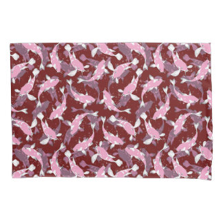 Rood En Roze Herhalend Motief | Koi Vis Patroon Kussensloop