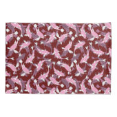 Rood en Roze Herhalend Motief | Koi vispatroon Kussensloop (Achterkant)