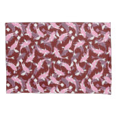 Rood en Roze Herhalend Motief | Koi vispatroon Kussensloop (Voorkant)