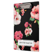 Rood en Roze Hibiscus wit label gepersonaliseerd Klembord (Links)