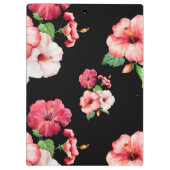Rood en Roze Hibiscus wit label gepersonaliseerd Klembord (Achterkant)