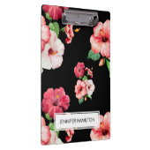 Rood en Roze Hibiscus wit label gepersonaliseerd Klembord (Rechts)