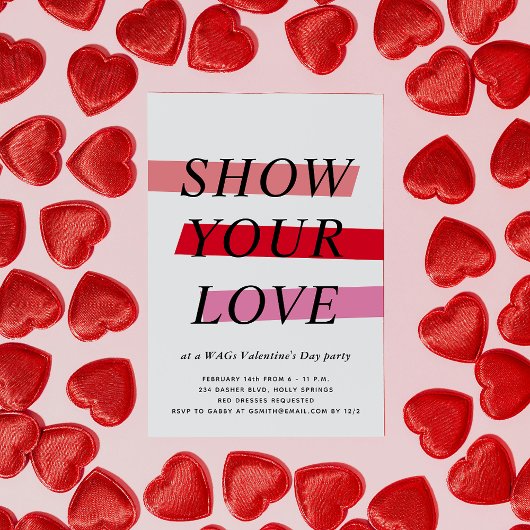 Rood en Roze Hoogtepunten Valentijnsdag Party Kaart