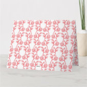 Rood en roze inpakpapier met een herhalende kaart (Achterkant)