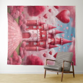 Rood en Roze Kasteel Achtergrond Wandkleed (In Situ (horizontaal))