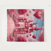 Rood en Roze Kasteel Achtergrond Wandkleed (Voorkant (horizontaal))