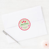 Rood en roze kerstcadeausticker met zwarte cacao ronde sticker (Envelop)