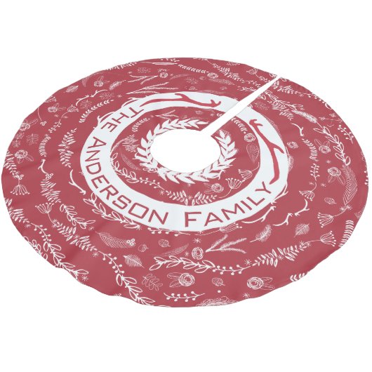 Rood- en roze kerstfamilienaam rendieren kerstboom rok (Gekanteld)