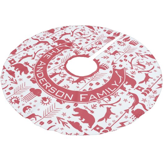 Rood- en roze kerstfamilienaam rendieren kerstboom rok (Gekanteld)