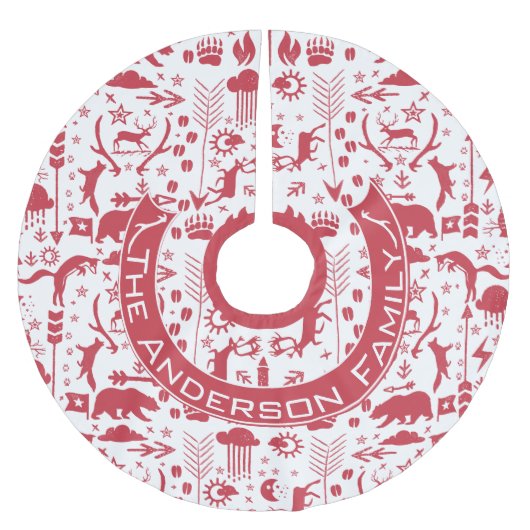 Rood- en roze kerstfamilienaam rendieren kerstboom rok (Voorkant)