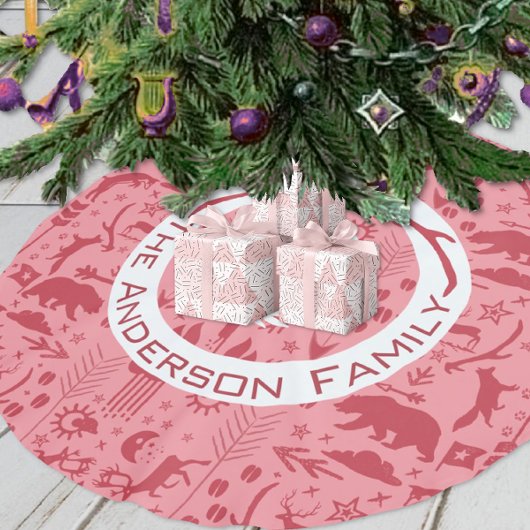 Rood- en roze kerstfamilienaam rendieren kerstboom rok