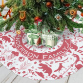 Rood- en roze kerstfamilienaam rendieren kerstboom rok