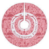 Rood- en roze kerstfamilienaam rendieren kerstboom rok (Voorkant)