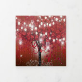 Rood- en roze lederboom op zwarte bruiloft drieluik uitnodiging (Cover)