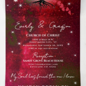 Rood- en roze lederboom op zwarte bruiloft drieluik uitnodiging (Binnenkant midden)