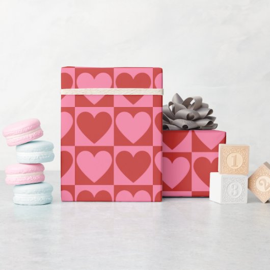 Rood en Roze Liefde Hart Cadeaupapier (Baby Shower)