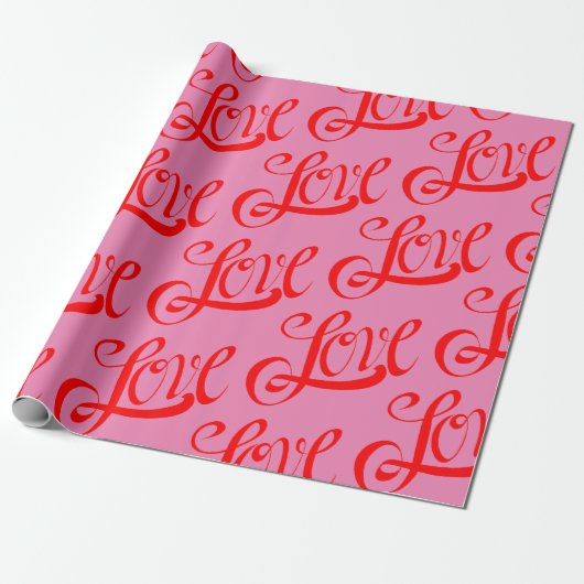 Rood en roze liefdespapier cadeaupapier (Uitgerold)