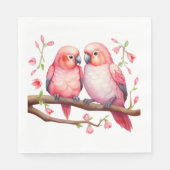 Rood en Roze Lovebirds Servet (Voorkant)