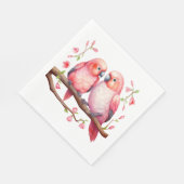 Rood en Roze Lovebirds Servet (Hoek)