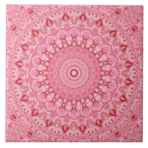 Rood en Roze Mandala Patroon Ontwerp Tegeltje