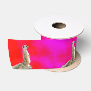 Rood- en roze Meerkat-ontwerp Satijnen Lint